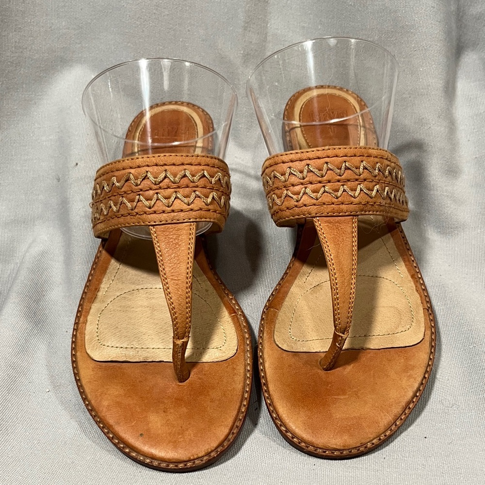 Women's 100% Leather Tan Sandals - Picture 4 of 7